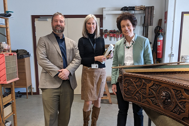 Curator for Europe Matthew Zeller and the curatorial staff of the Musical Instruments Museum in Brussels, Belgium.