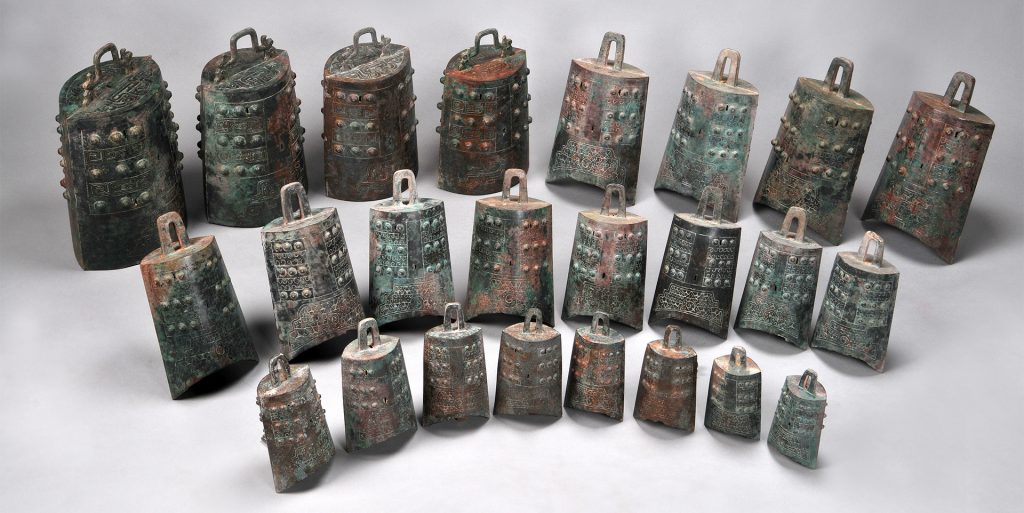 Bianzhong bell chime, Spring and Autumn period, 770–476 BCE (approximately 2,500–2,800 years ago)